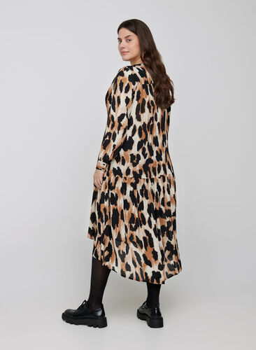 Robe longue imprimé léopard, Black AOP, Model image number 0