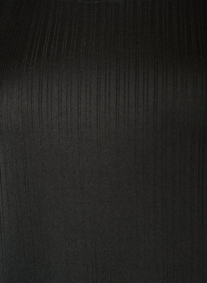 Jersey blouse met gestructureerde strepen en een gesmokte zoom, Zwart, Packshot image number 2