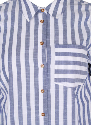 Lange gestreepte blouse in katoen, Blue Y/D, Packshot image number 2