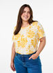 T-shirt met bloemenprint, Geel, Model image number 0