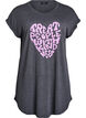 Chemise de nuit &agrave; manches courtes avec imprim&eacute; de texte, Noir, Packshot image number 0