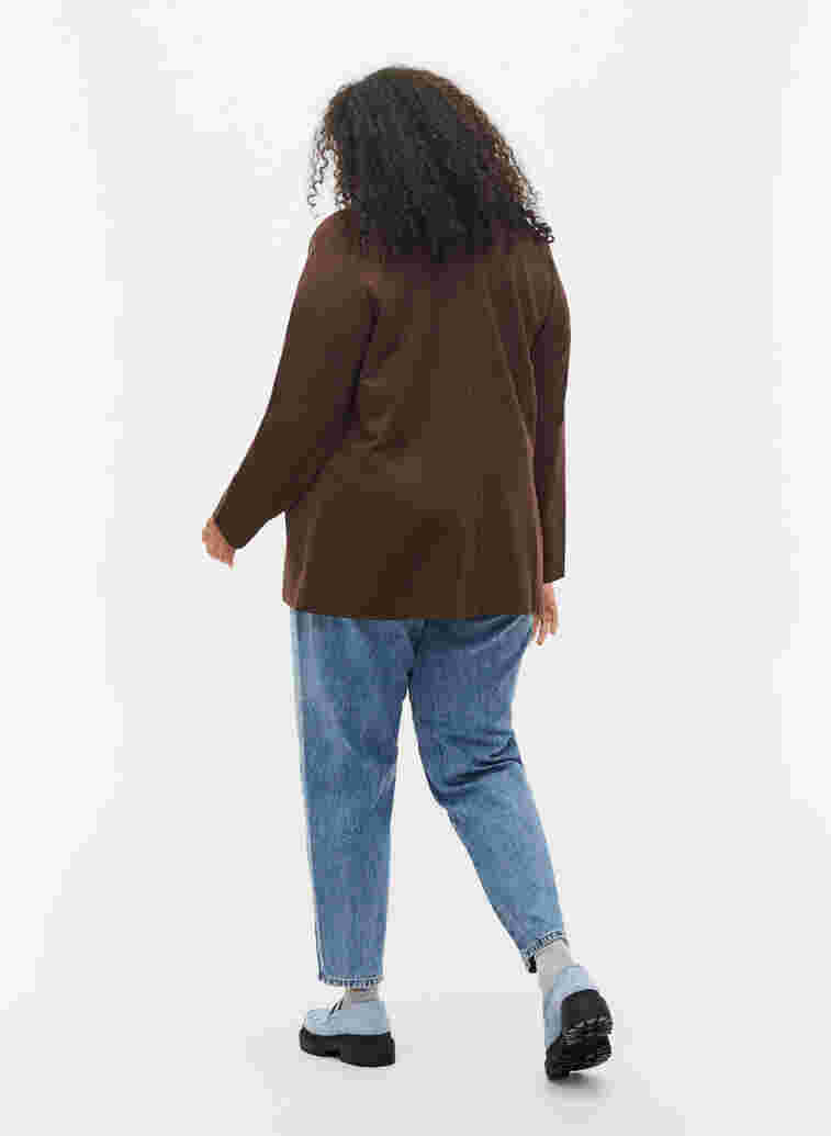 Jeans Mille coupe maman avec patch de couleurs, Blue denim, Model