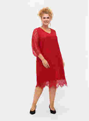Robe en dentelle à manches 3/4, Tango Red, Model