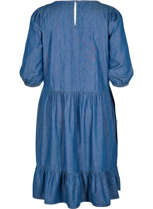Robe en jean en coton à manches 3/4, Blue, Packshot image number 1