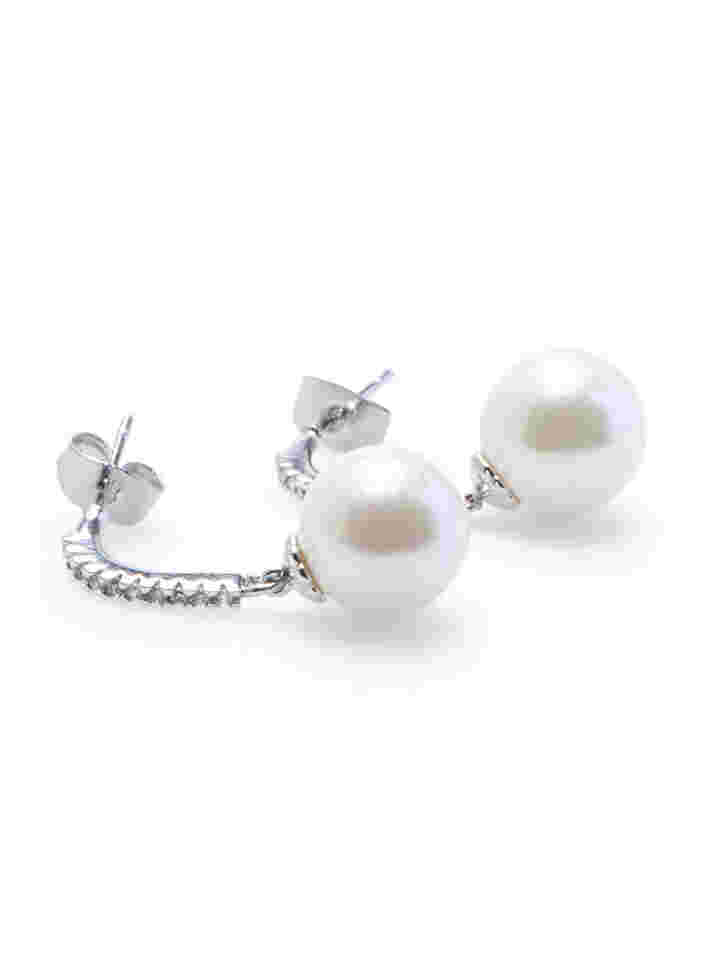 Boucles d'oreilles avec strass et perles, Silver, Packshot image number 1