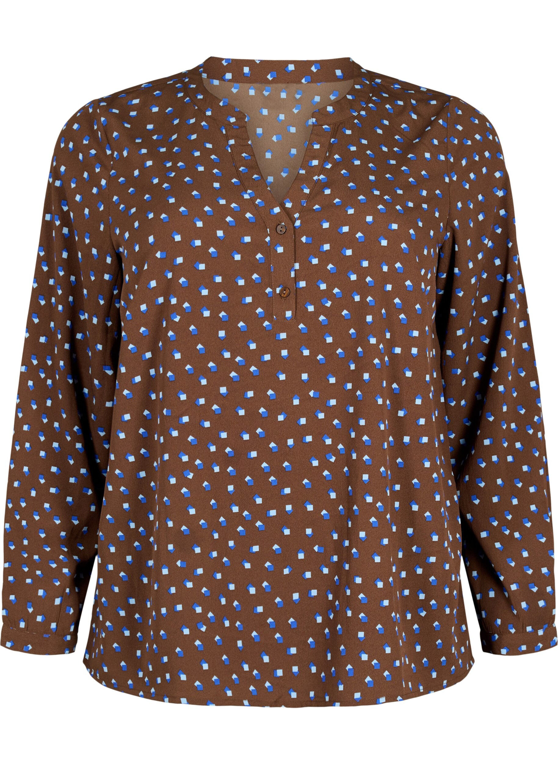 ZizziFLASH - Blouse met lange mouwen en print, Chicory Coffee AOP, Packshot image number 0