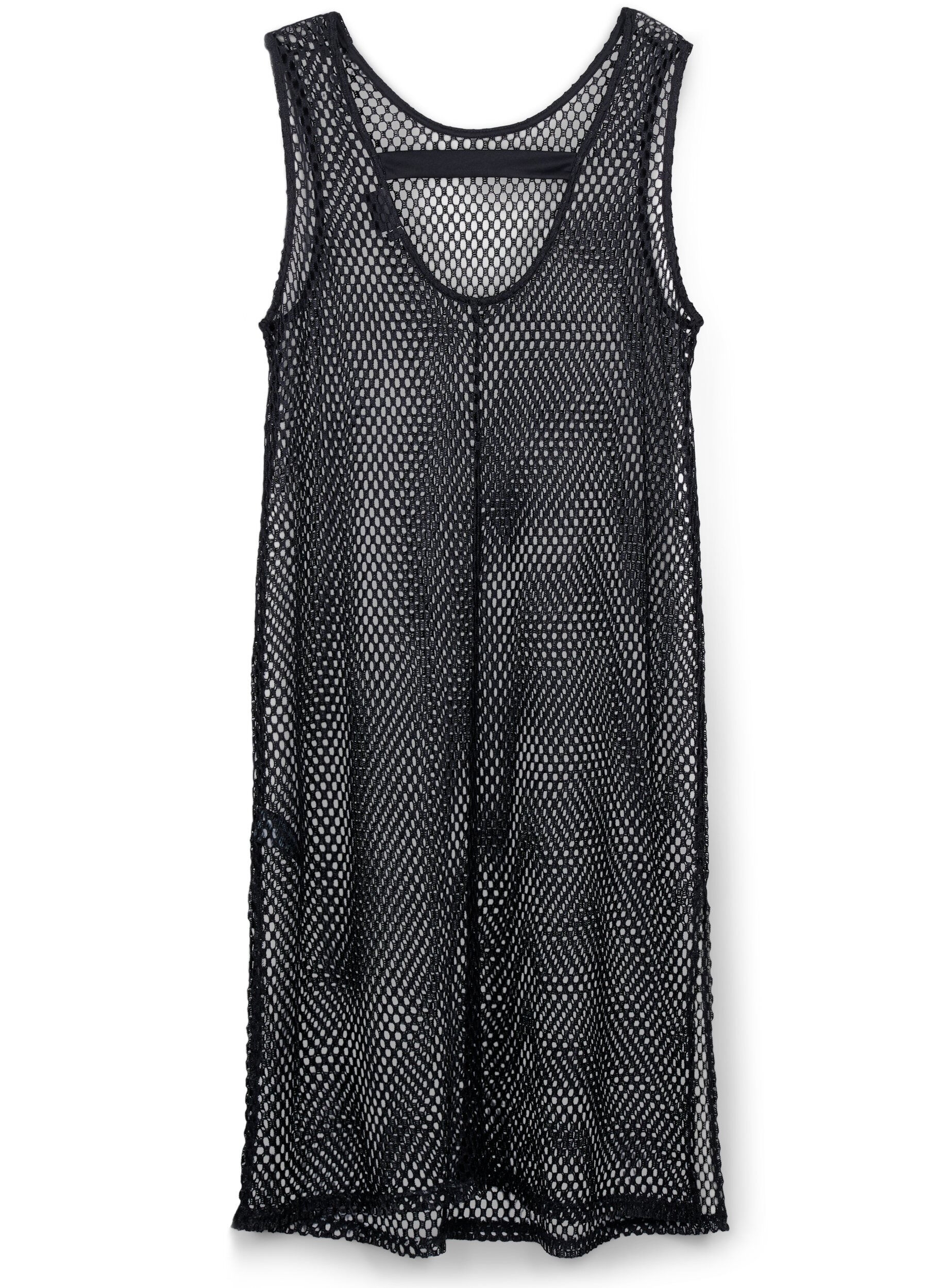ZizziMouwloze jurk van mesh met split, Black, Packshot image number 1