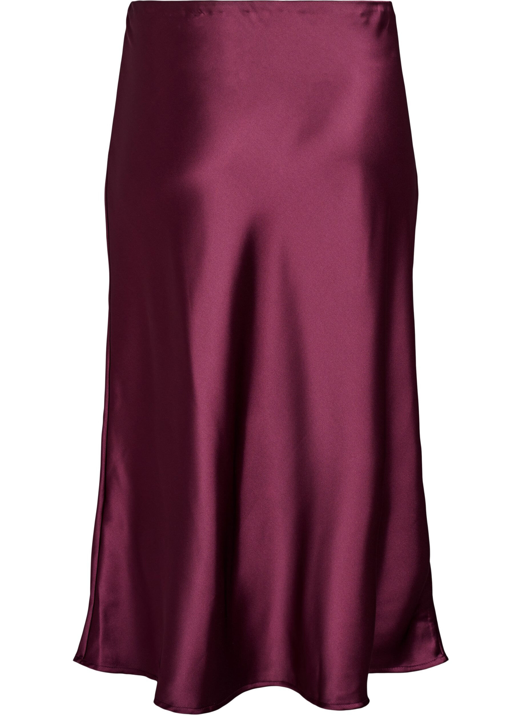 ZizziSatijnen midi rok, Donker Bordeaux, Packshot image number 1
