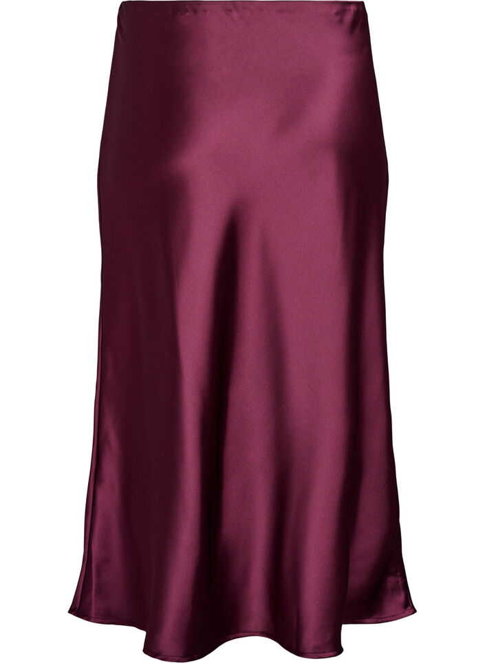 Jupe midi en satin, Bordeaux foncé, Packshot image number 1