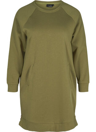 Robe pull avec poches et fente, Olive Drab, Packshot image number 0