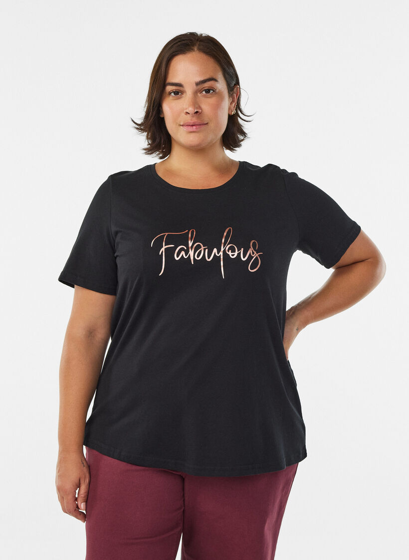 T-shirt met print, Zwart, Model image number 0
