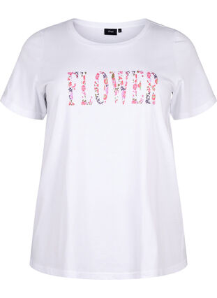 T-shirt en coton avec imprimé texte, B. White w. Flower, Packshot image number 0