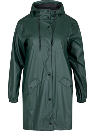 Veste de pluie avec capuche et fermeture boutonnée, Darkest Spruce, Packshot image number 0