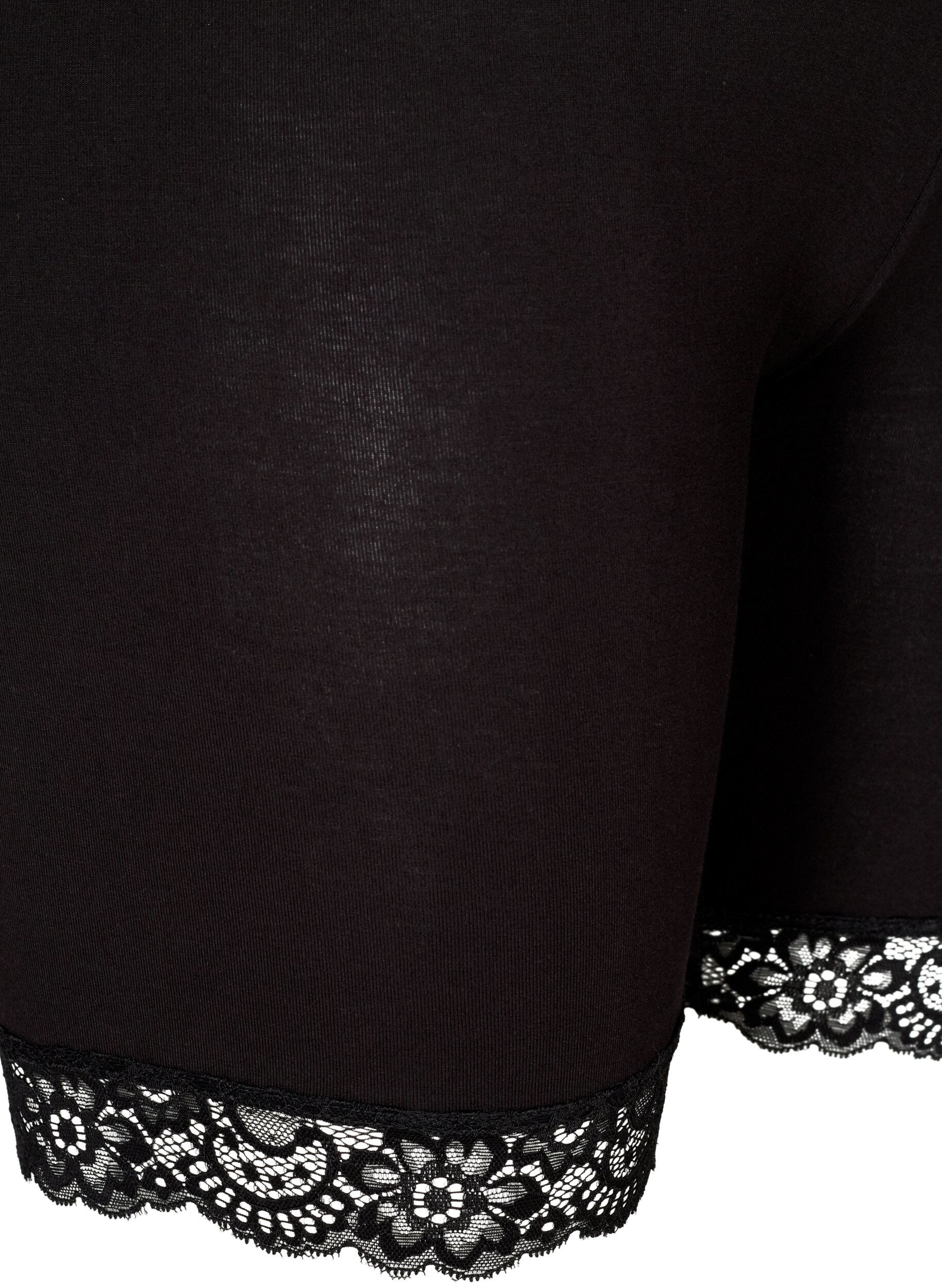 ZizziShort de cyclisme avec bordure en dentelle, Noir, Packshot image number 2