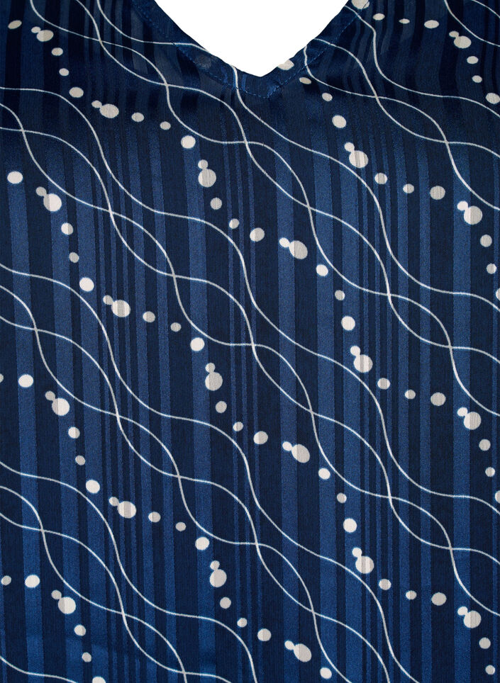 Robe imprimée avec col en V et manches 3/4, Dress Bl. Swirl AOP, Packshot image number 2