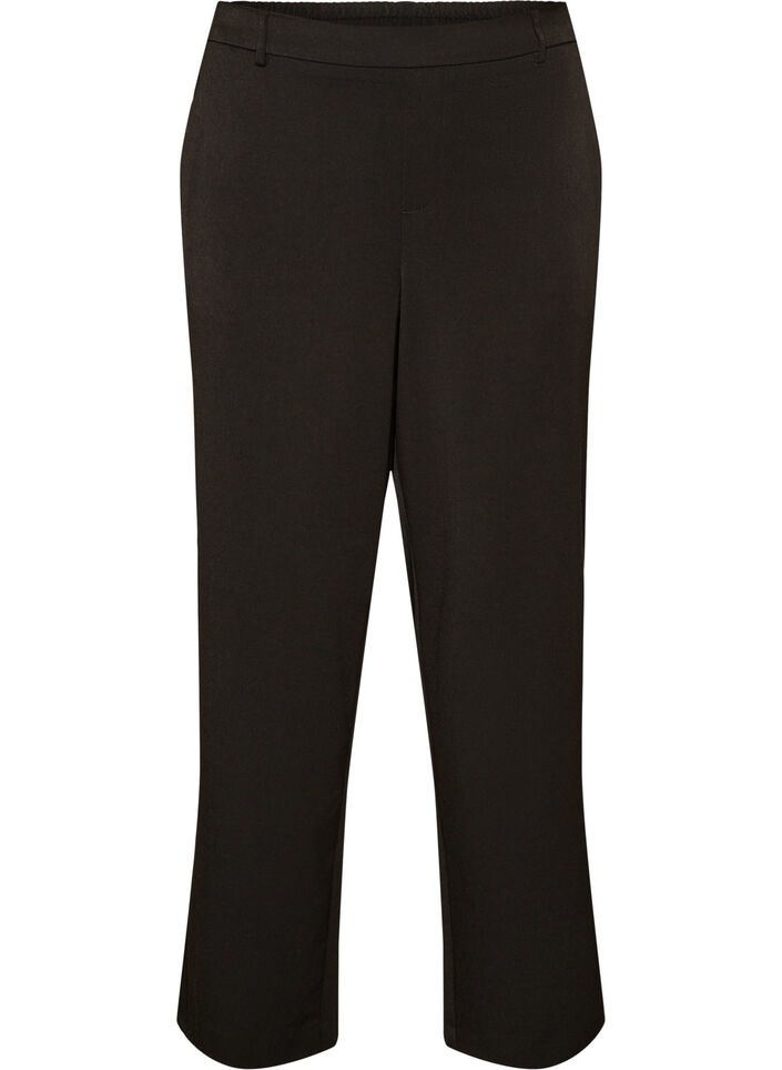 Pantalon de costume taille haute coupe droite, Noir, Packshot image number 0