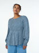 Blouse met gesmokte top en bloemenprint, Blauw, Model image number 0