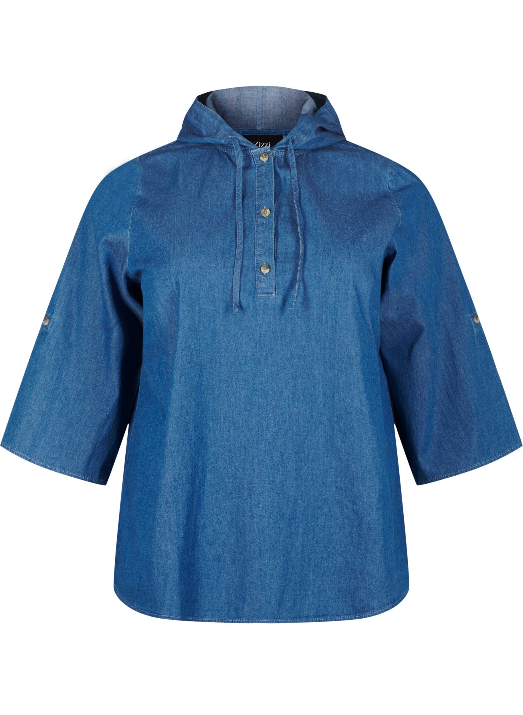 ZizziDenim blouse met capuchon, Medium Blue Denim, Packshot image number 0