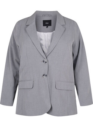 Blazer simple avec poches, Medium Grey Melange, Packshot image number 0