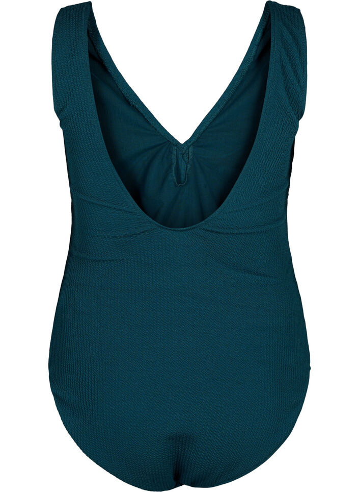 Maillot de bain avec texture en crêpe et effet enveloppant., Dark Sea, Packshot image number 1