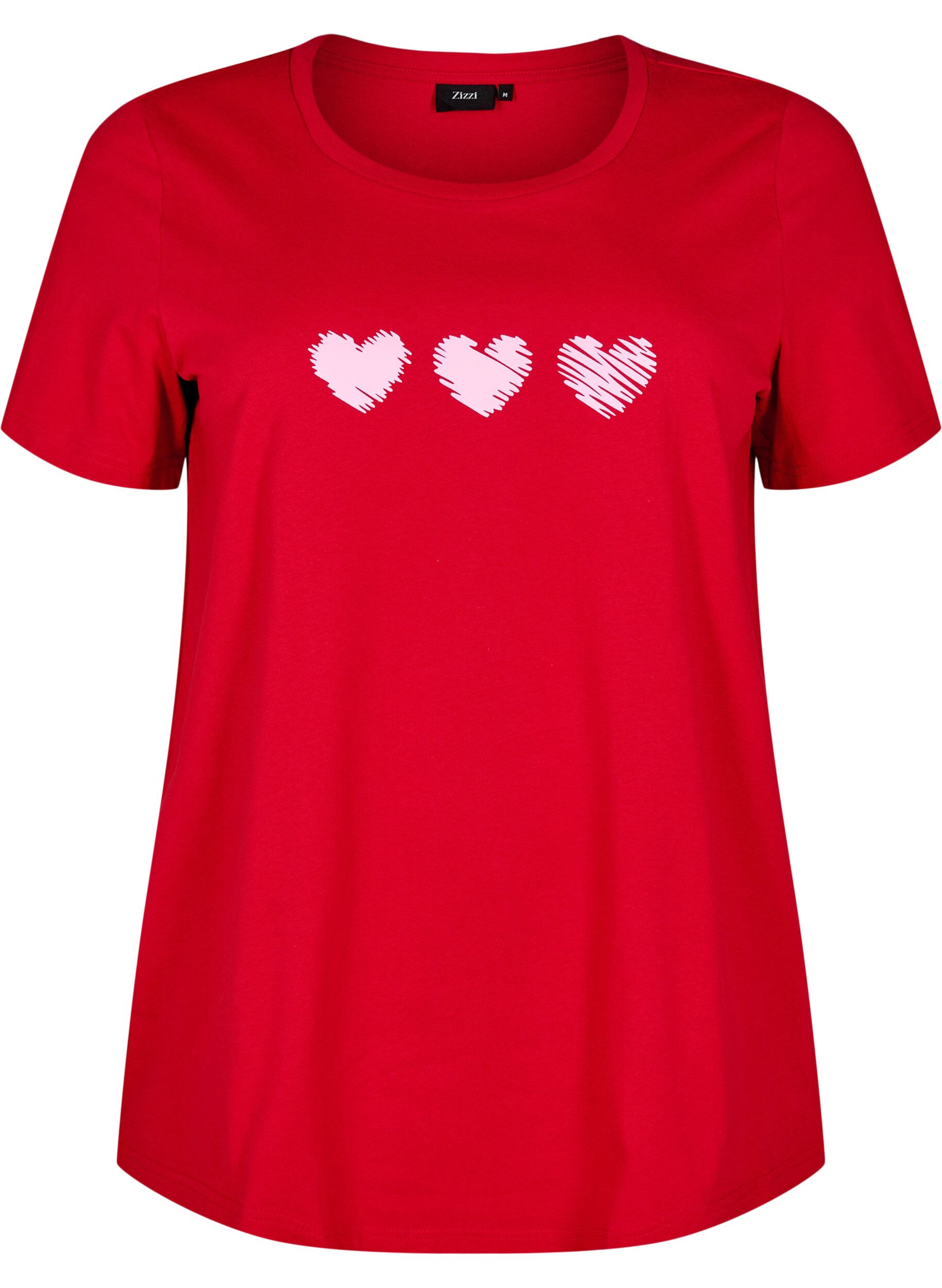 Zizzi T-shirt en coton avec motif, Salsa w. Hearts, Packshot image number 0