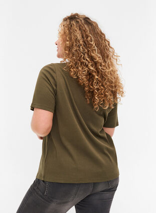 T-shirt met korte mouwen en knopen, Ivy Green , Model image number 1