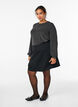 Blouse met visgraatpatroon en glinsterend garen, Zwart, Model image number 1