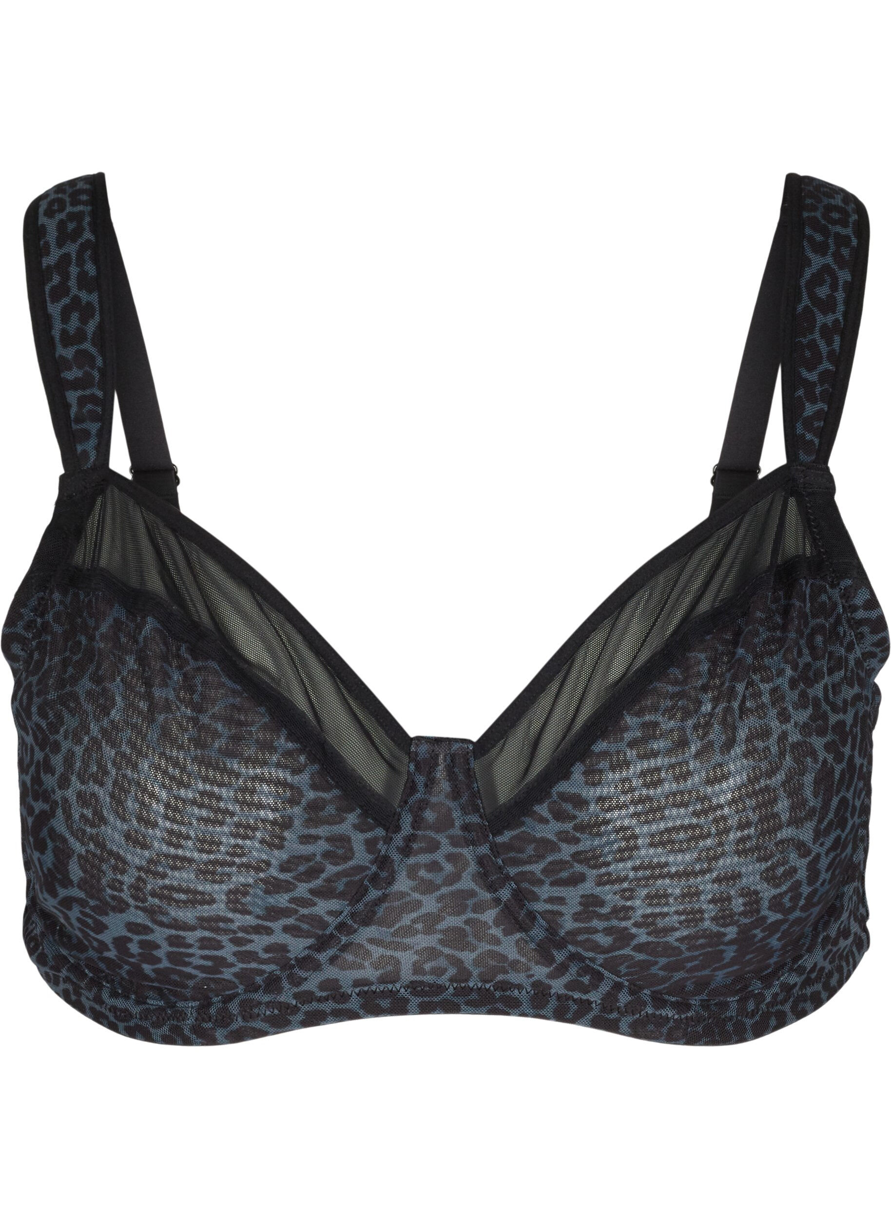 ZizziBh met bloemenprint en mesh, Grey Leopard, Packshot image number 0