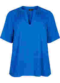 Viscose blouse met korte mouwen en v-hals