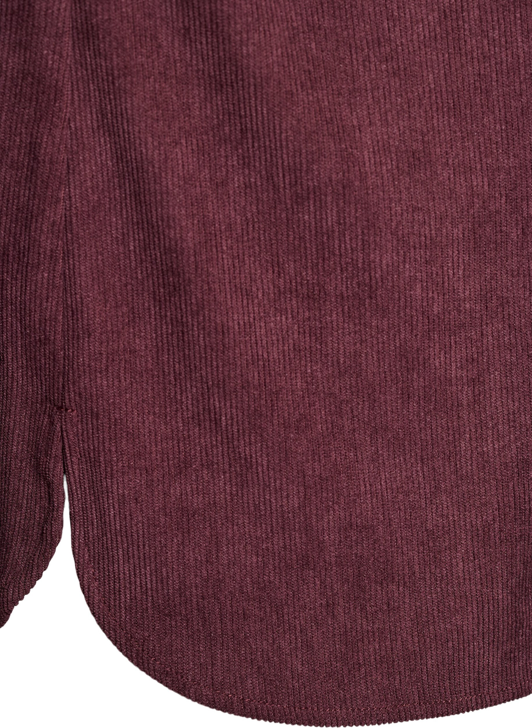 ZizziOverhemdblouse met lange mouwen in corduroy, Donker Bordeaux, Packshot image number 3