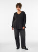 Jersey blouse met een geribde textuur en een A-lijn pasvorm, Zwart, Model image number 1