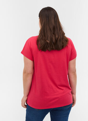 T-shirt en mélange coton, Raspberry, Model image number 1