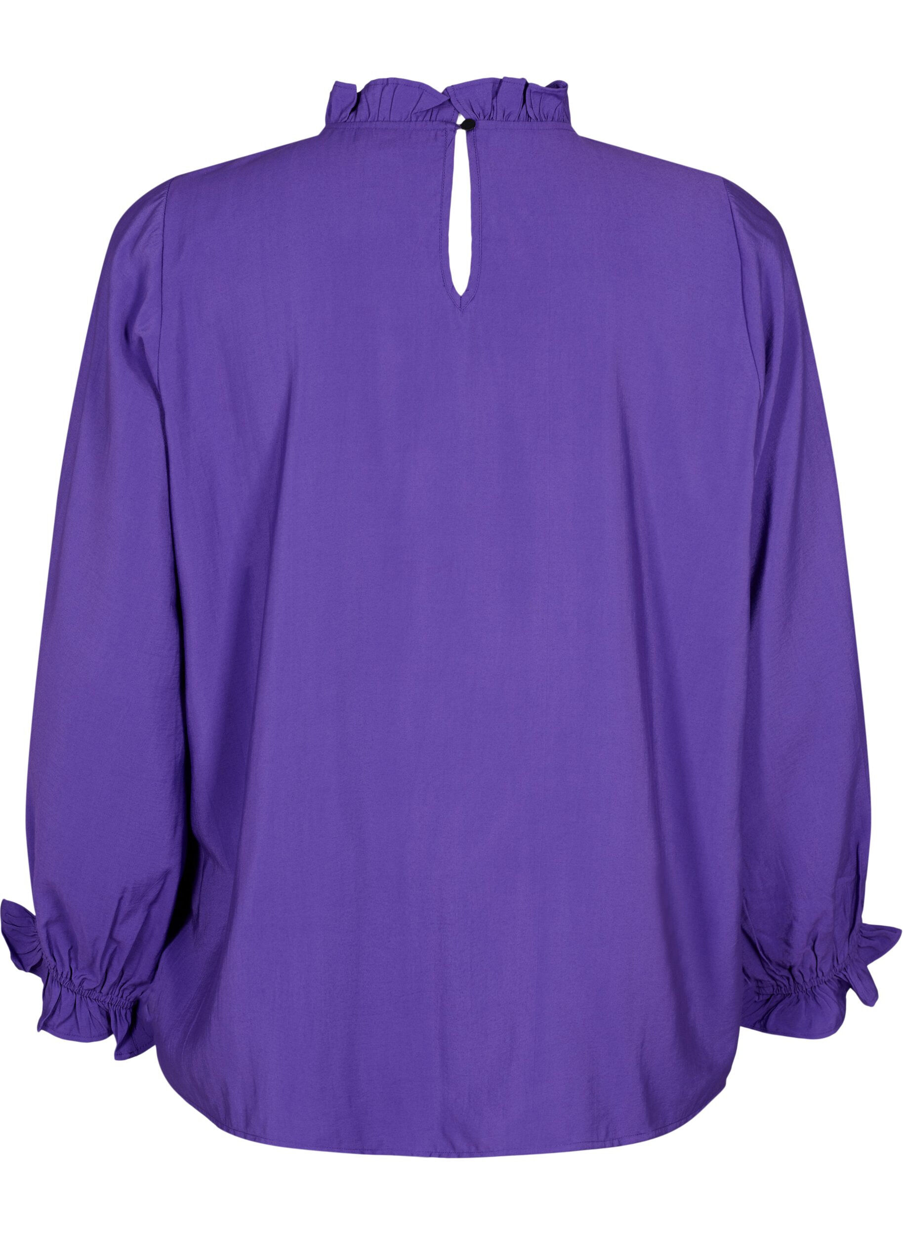 Zizzi  Blouse en viscose &agrave; manches longues avec volants, Prism Violet, Packshot image number 1