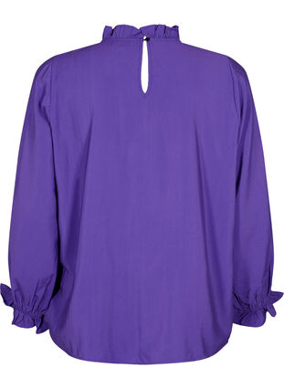 Viscose blouse met lange mouwen en ruches, Prism Violet, Packshot image number 1