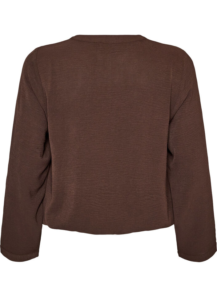 Blouse &agrave; la silhouette ballon avec col en V, Marron, Packshot image number 1