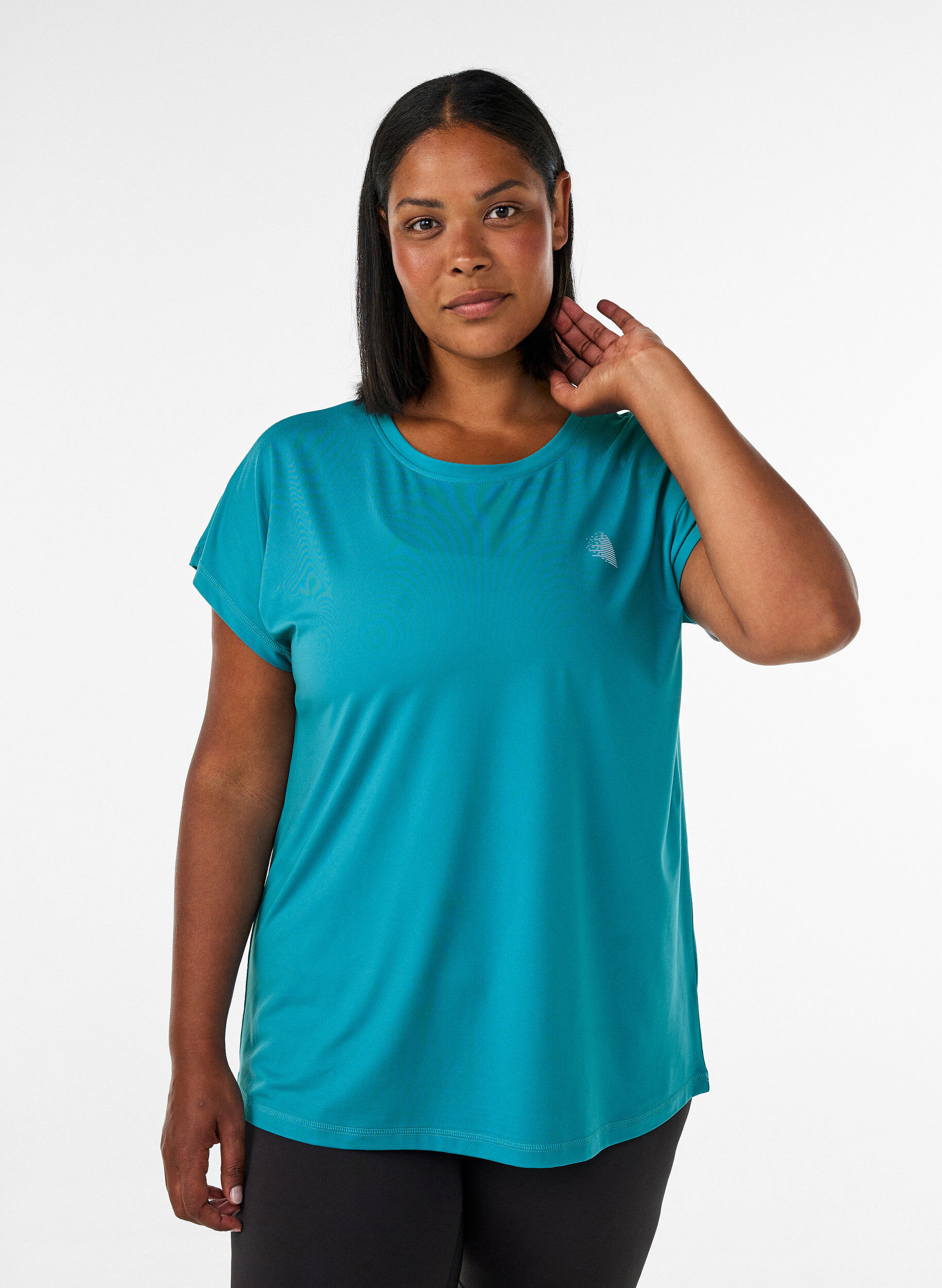Effen gekleurd trainingsshirt, Blauw, Model