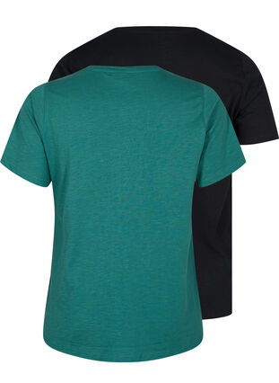 Lot de 2 T-shirt basiques en coton, Antique Green/Black, Packshot image number 1