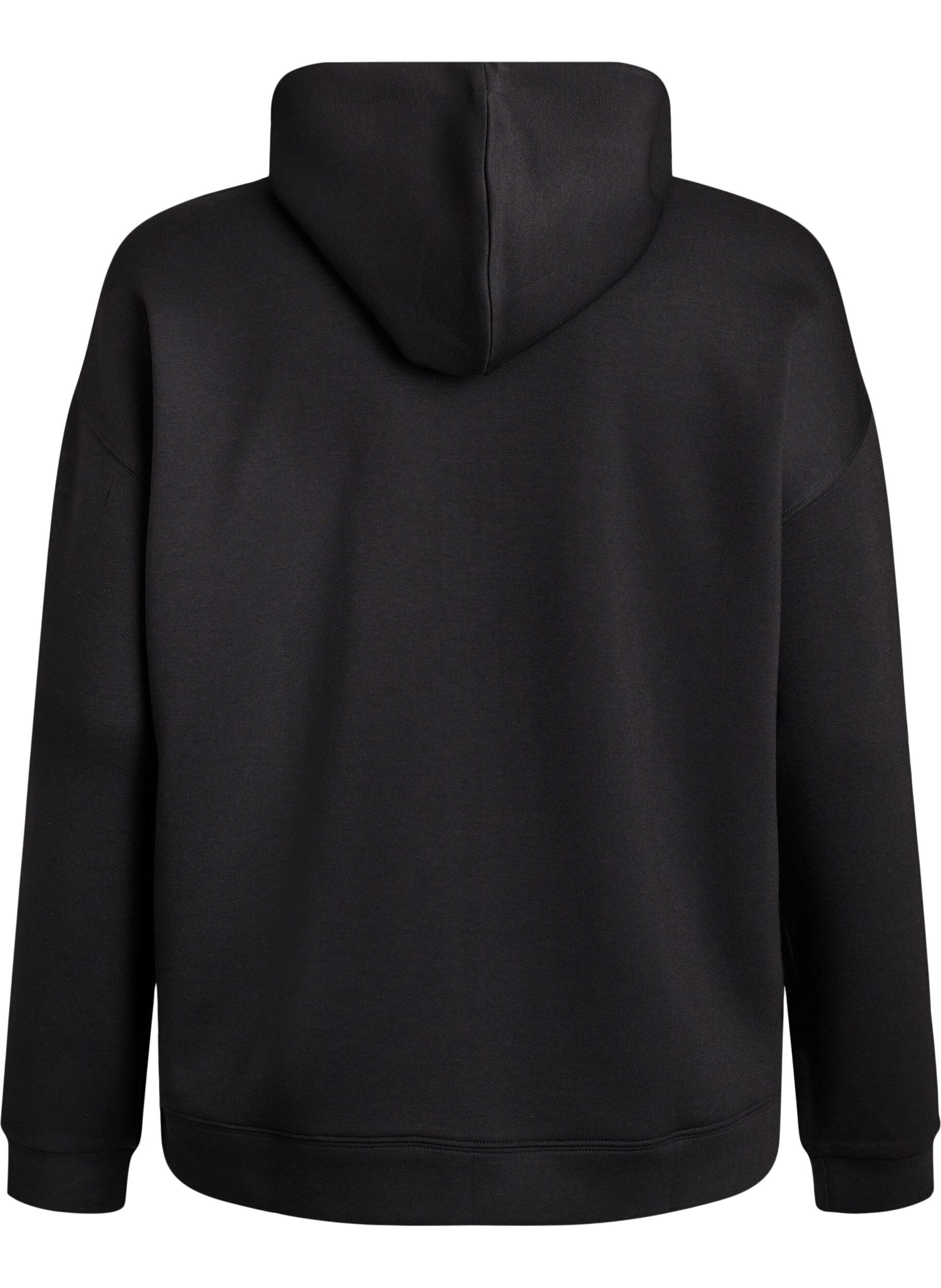 ZizziScuba-hoodie met rits en zakken, Zwart, Packshot image number 1