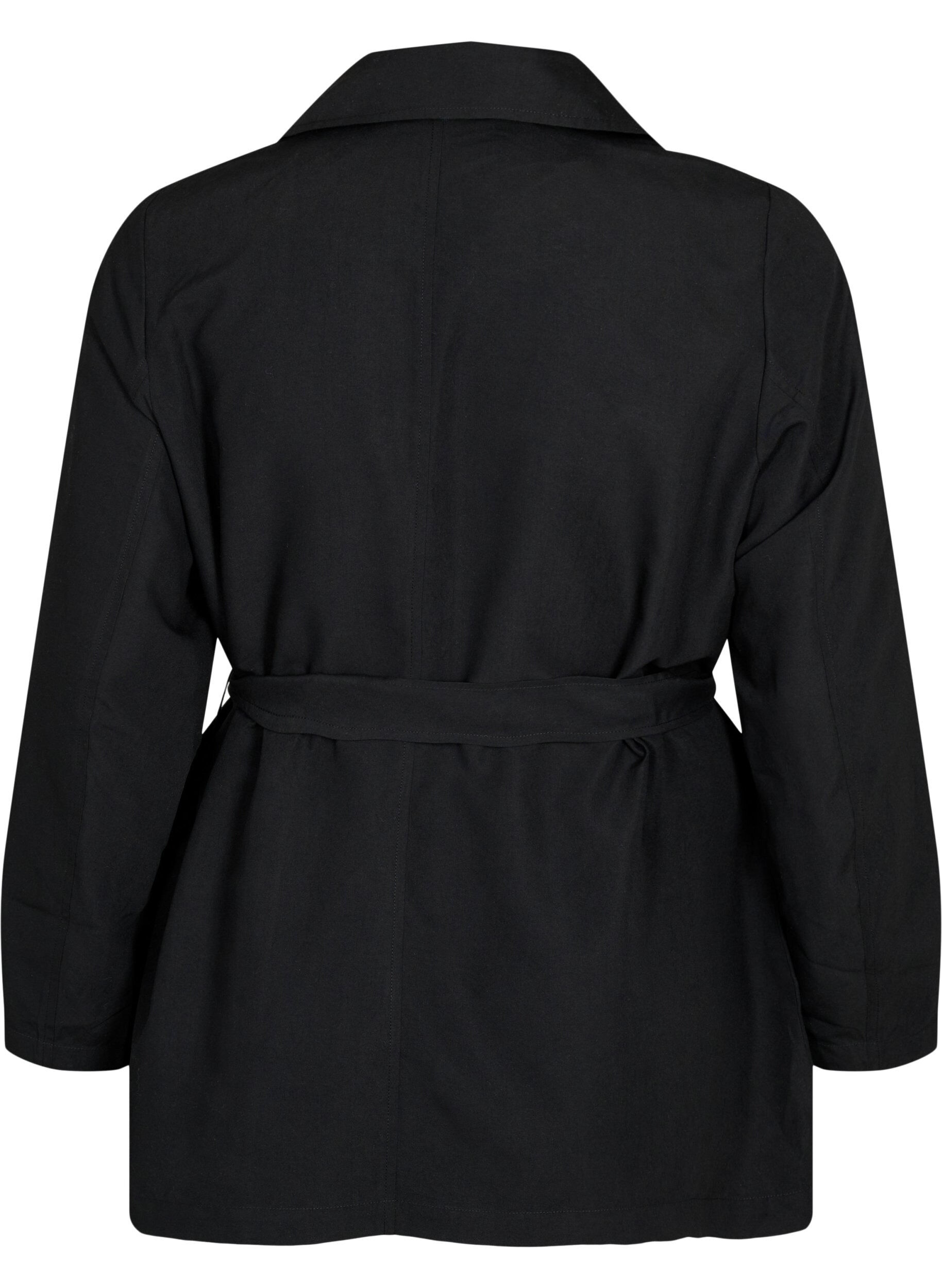 Zizzi Trench-coat avec ceinture et poches, Black, Packshot image number 1