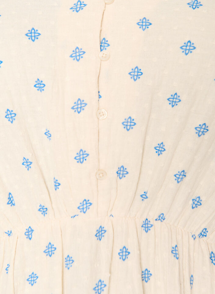 Gebloemde katoenen jurk met een elastische taille, Beige, Packshot image number 2