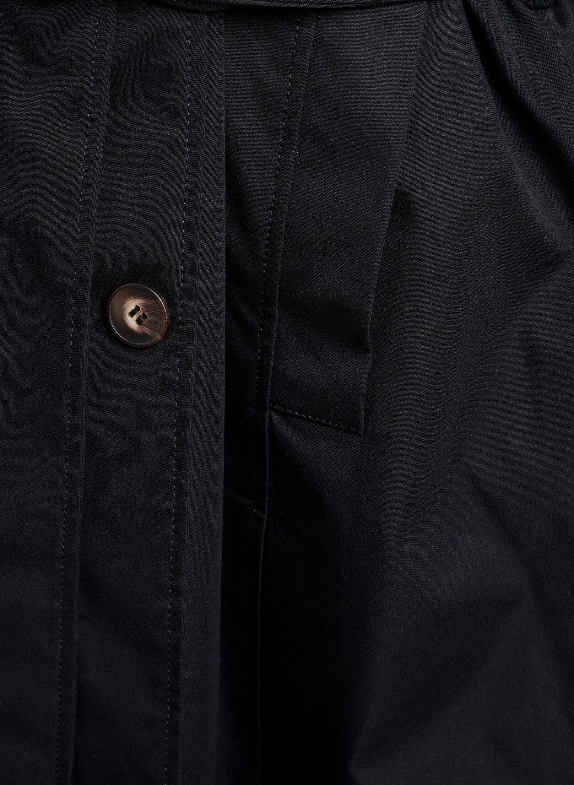 ZizziHalflange trenchcoat met ceintuur, Black, Packshot image number 3