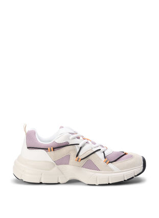 Sneakers met brede pasvorm en contrasterend veterdetail, Elderberry, Packshot image number 0