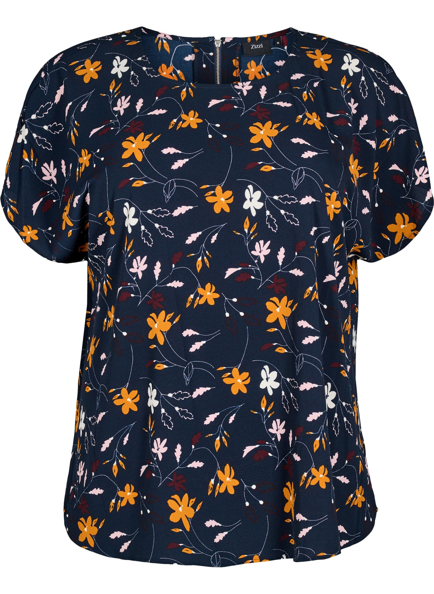ZizziBlouse met korte mouwen en print, Sky Captain Flower, Packshot image number 0