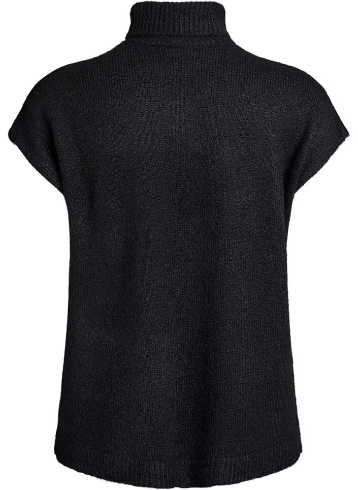 Pull sans manches en maille à col roulé, Noir, Packshot image number 1