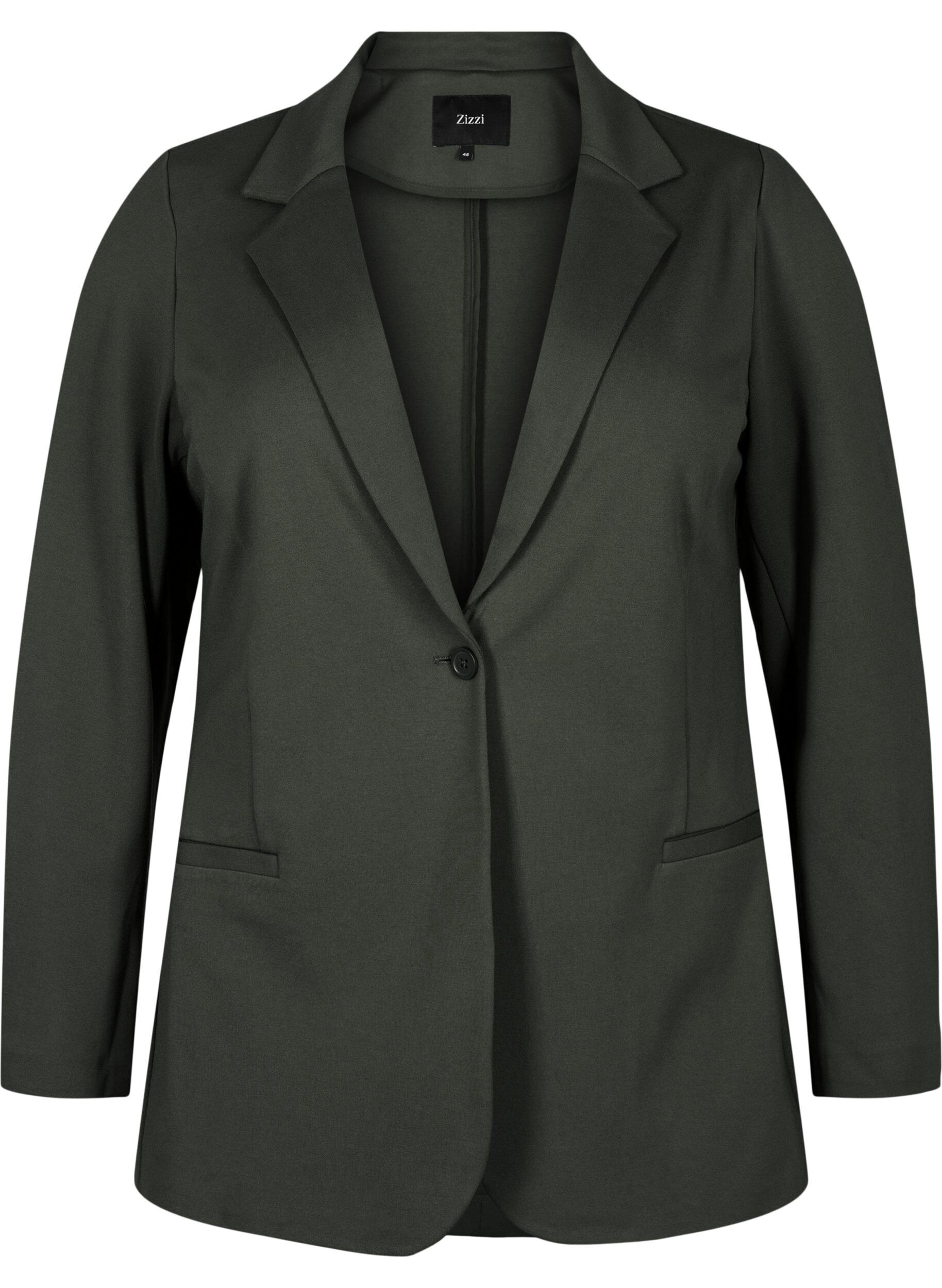 ZizziEenvoudige blazer met knoopsluiting, Groen, Packshot image number 0