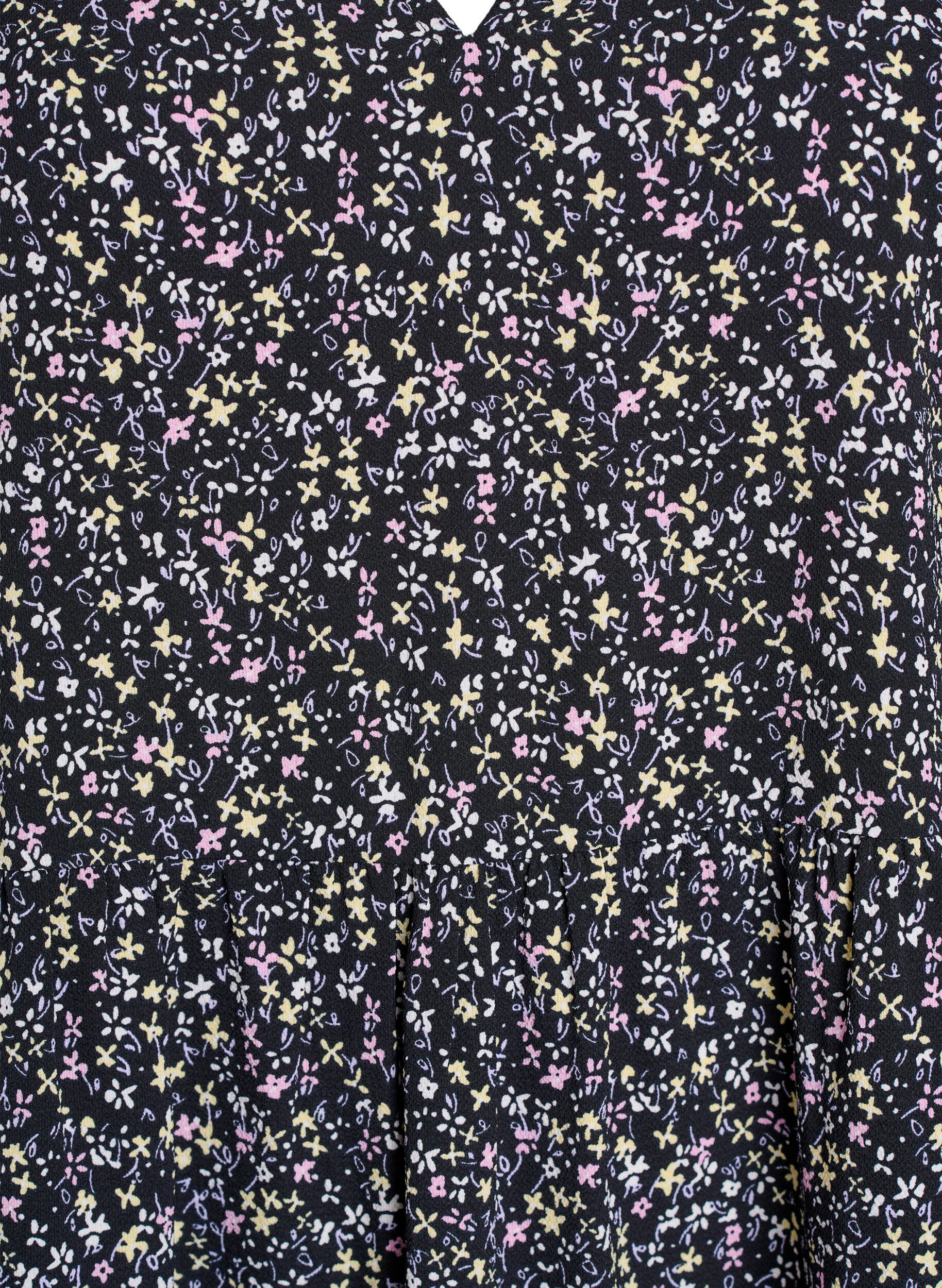 ZizziJurk met korte mouwen, A-lijn en snijlijnen, Zwart, Packshot image number 2