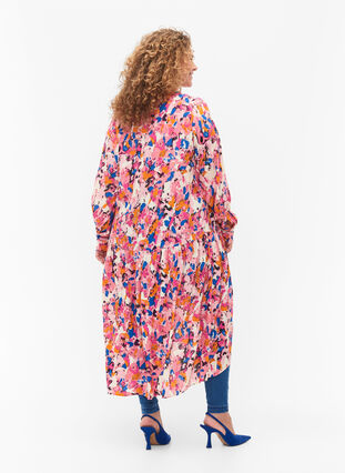 Viscose midi-jurk met lange mouwen en print, Rosebloom GraphicAOP, Model image number 1