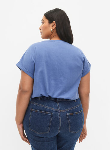 T-shirt à manches courtes en coton mélangé, Moonlight Blue, Model image number 1