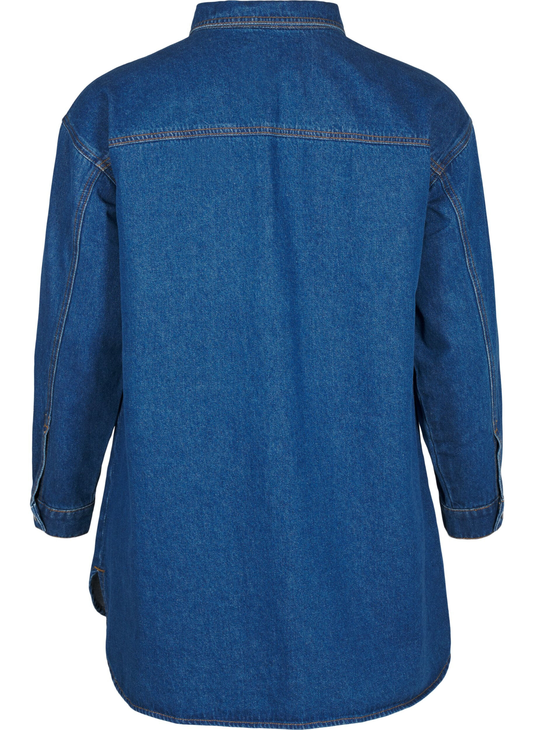 Zizzi Chemise en denim avec &oelig;illets, Bleu, Packshot image number 1