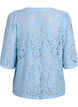 Kanten blouse met korte mouwen en V-hals, Blauw, Packshot image number 1